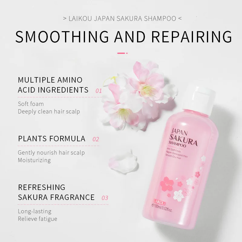 LAIKOU Japón Sakura champú rep - Hair Care Korean Products reseña y precio