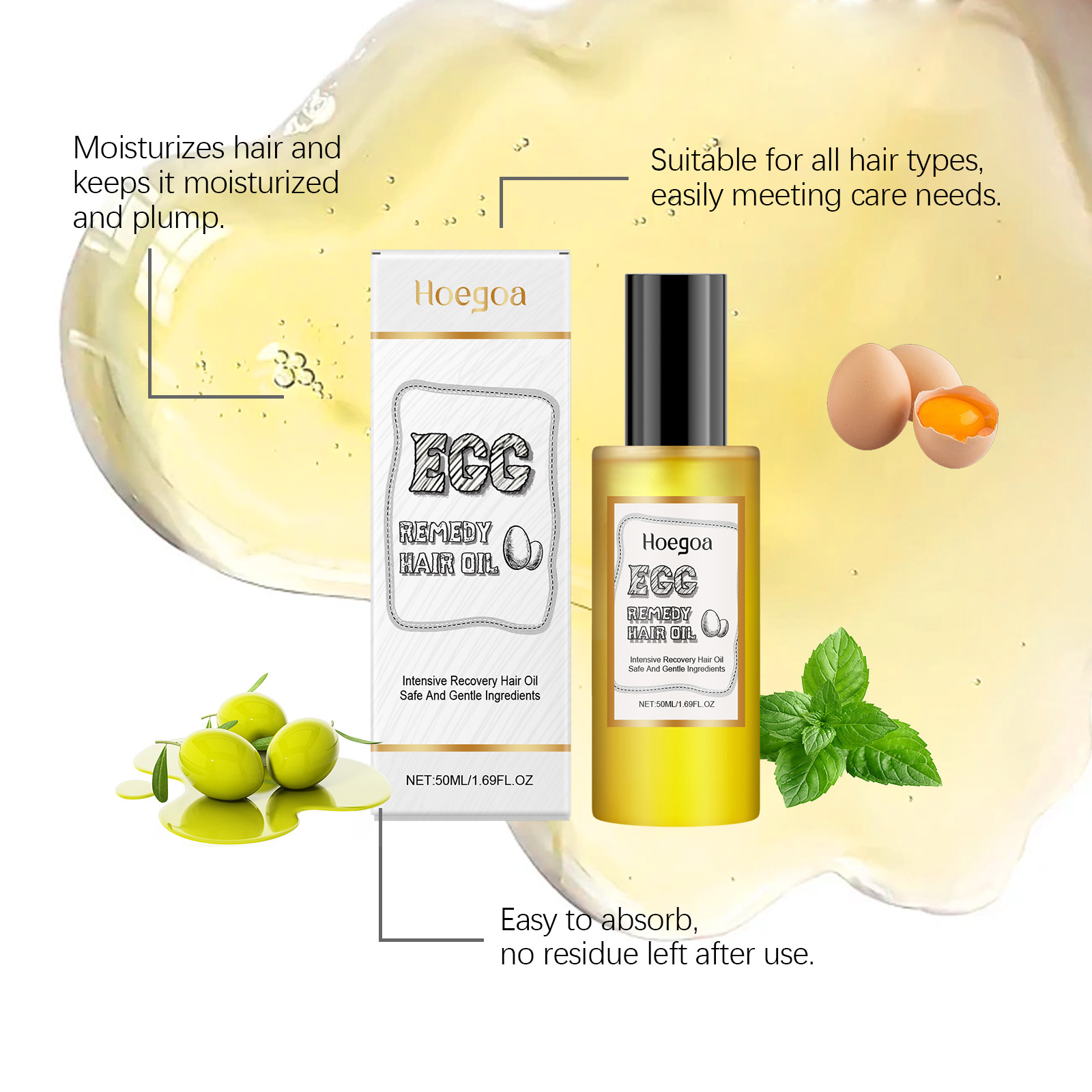 Remedia de huevo, aceite para  - Hair Care For Dry And Frizzy Hair reseña y precio